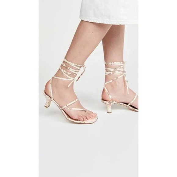 Paris Texas Faded Python Print Wrap Sandals Faded Natural Beige Size 37.5 - Picture 4 of 8